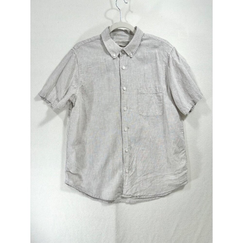 Everlane Gray Striped Button Down Linen Shirt Medium